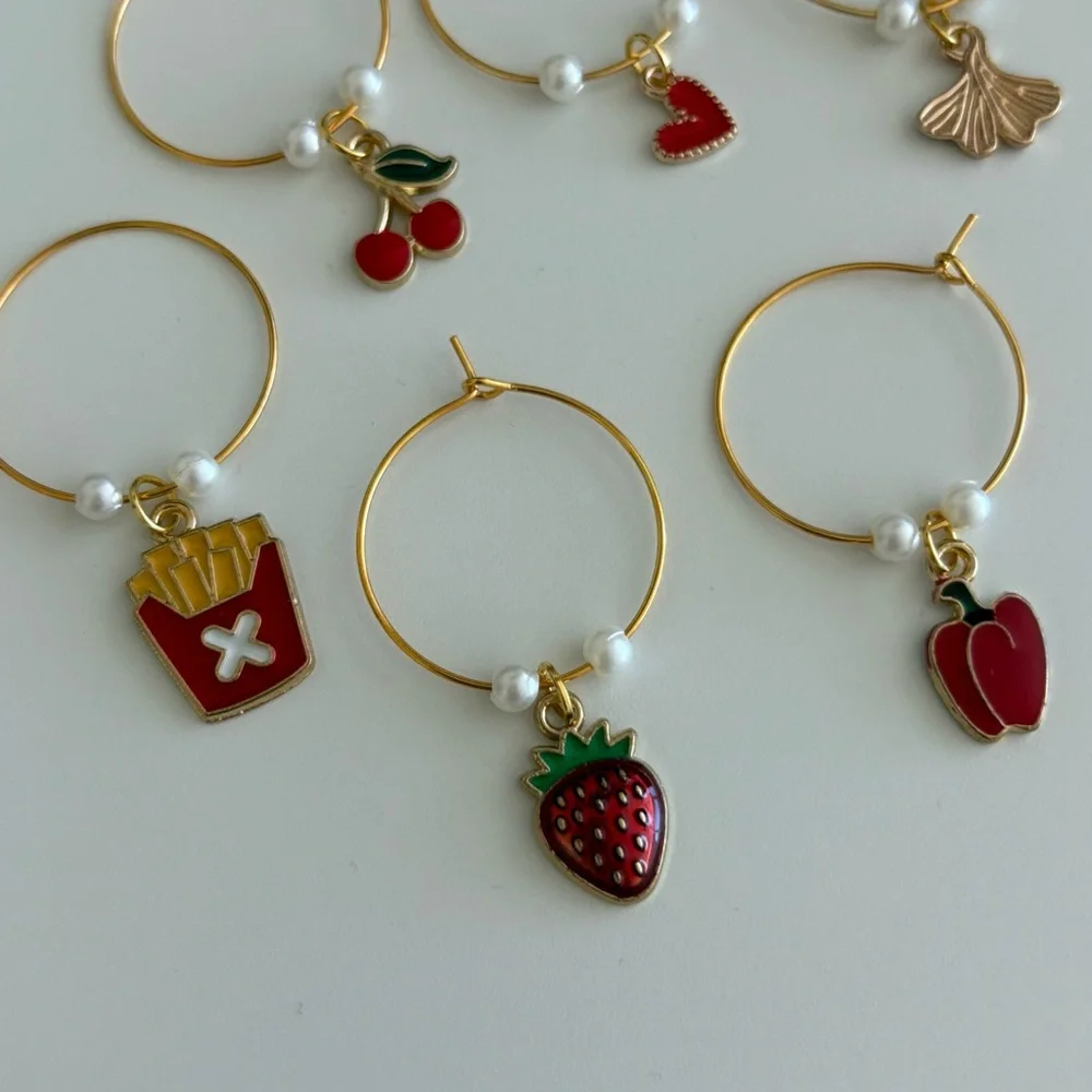 Set of 6 Wine Glass Charms Markers - Picture 3 of 4